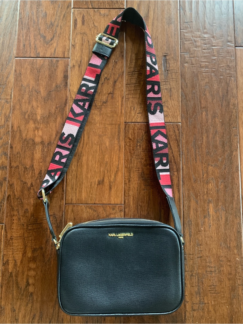 Karl Lagerfeld Paris Maybelle Crossbody Camera Style Bag Black
